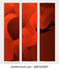 3D fluid wavy shape. Bright cloudy futuristic background. Vibrant gradient flow in abstract music sound waves. Dynamic liquid texture. Creative vector template for trendy banner design.