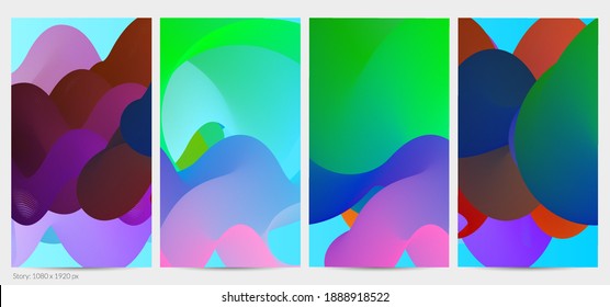 Forma ondulada del fluido 3D. Luminoso fondo futurista nublado. El gradiente vibrante fluye en ondas de sonido de música abstractas. Textura líquida dinámica. Plantilla vectorial creativa para diseño de post de moda.