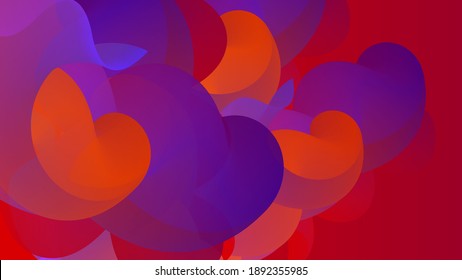 3D fluid wavy shape. Bright cloudy futuristic background. Vibrant gradient flow in abstract music sound waves. Dynamic liquid texture. Creative vector template for trendy cover design.