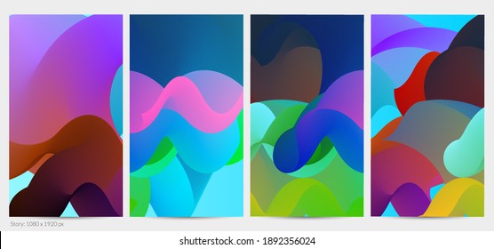3D fluid wavy shape. Bright cloudy futuristic background. Vibrant gradient flow in abstract music sound waves. Dynamic liquid texture. Creative vector template for trendy post design.