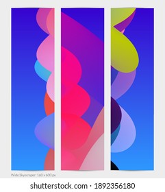 3D fluid wavy shape. Bright cloudy futuristic background. Vibrant gradient flow in abstract music sound waves. Dynamic liquid texture. Creative vector template for trendy banner design.