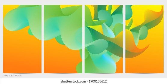 Forma ondulada del fluido 3D. Luminoso fondo futurista nublado. El gradiente vibrante fluye en ondas de sonido de música abstractas. Textura líquida dinámica. Plantilla vectorial creativa para diseño de post de moda.