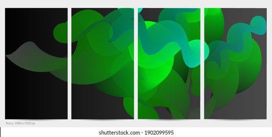 Forma ondulada del fluido 3D. Luminoso fondo futurista nublado. El gradiente vibrante fluye en ondas de sonido de música abstractas. Textura líquida dinámica. Plantilla vectorial creativa para diseño de post de moda.