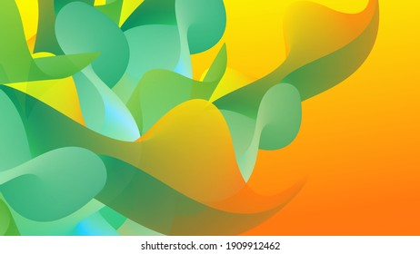 3D fluid wavy shape. Bright cloudy futuristic background. Vibrant gradient flow in abstract music sound waves. Dynamic liquid texture. Creative vector template for trendy cover design.