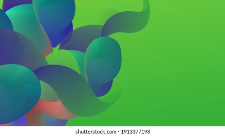 3D fluid wavy shape. Bright cloudy futuristic background. Vibrant gradient flow with abstract music sound waves. Dynamic liquid pattern. Creative vector template for trendy cover design.