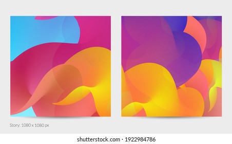 3D fluid wavy shape. Bright cloudy futuristic background. Vibrant gradient flow in abstract music sound waves. Dynamic liquid texture. Creative vector template for trendy post design.