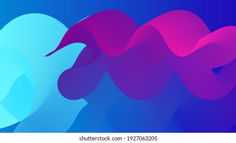 3D fluid wavy shape. Bright cloudy futuristic background. Vibrant gradient flow in abstract music sound waves. Dynamic liquid texture. Creative vector template for trendy cover design.