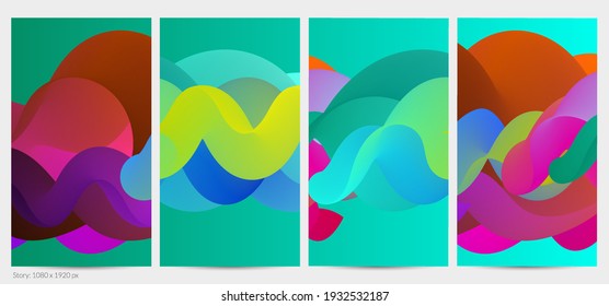 3D fluid wavy shape. Bright cloudy futuristic background. Vibrant gradient flow in abstract music sound waves. Dynamic liquid texture. Creative vector template for trendy post design.