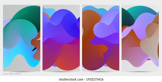 3D fluid wavy shape. Bright cloudy futuristic background. Vibrant gradient flow in abstract music sound waves. Dynamic liquid texture. Creative vector template for trendy post design.