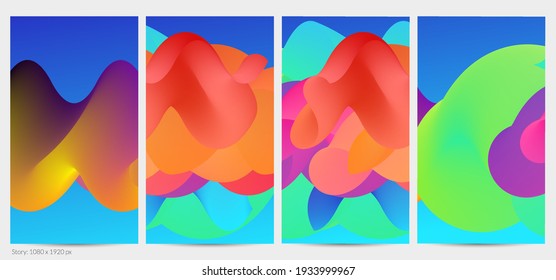 3D fluid wavy shape. Bright cloudy futuristic background. Vibrant gradient flow in abstract music sound waves. Dynamic liquid texture. Creative vector template for trendy post design.