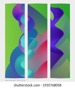 Forma ondulada del fluido 3D. Luminoso fondo futurista nublado. El gradiente vibrante fluye en ondas de sonido de música abstractas. Textura líquida dinámica. Plantilla vectorial creativa para diseño de banners de moda.