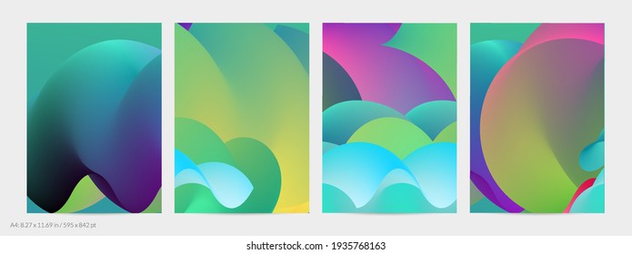 Forma ondulada del fluido 3D. Luminoso fondo futurista nublado. El gradiente vibrante fluye en ondas de sonido de música abstractas. Textura líquida dinámica. Plantilla vectorial creativa para diseño de volante de moda.
