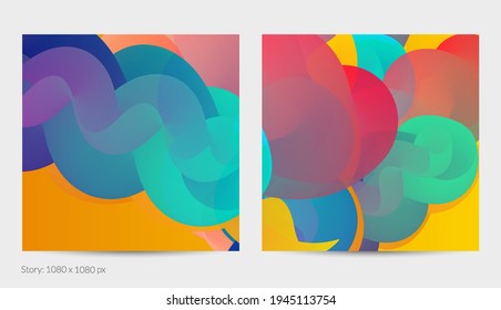 3D fluid wavy shape. Bright cloudy futuristic background. Vibrant gradient flow in abstract music sound waves. Dynamic liquid texture. Creative vector template for trendy post design.