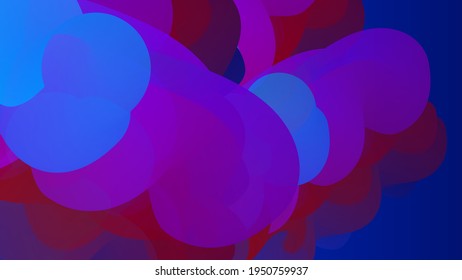 3D fluid wavy shape. Bright cloudy futuristic background. Vibrant gradient flow in abstract music sound waves. Dynamic liquid texture. Creative vector template for trendy cover design.