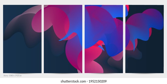 3D fluid wavy shape. Bright cloudy futuristic background. Vibrant gradient flow in abstract music sound waves. Dynamic liquid texture. Creative vector template for trendy post design.