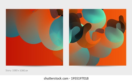 3D fluid wavy shape. Bright cloudy futuristic background. Vibrant gradient flow in abstract music sound waves. Dynamic liquid texture. Creative vector template for trendy post design.