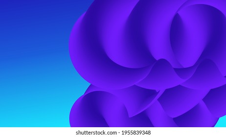 3D fluid wavy shape. Bright cloudy futuristic background. Vibrant gradient flow in abstract music sound waves. Dynamic liquid texture. Creative vector template for trendy cover design.
