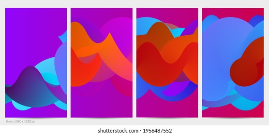 3D fluid wavy shape. Bright cloudy futuristic background. Vibrant gradient flow in abstract music sound waves. Dynamic liquid texture. Creative vector template for trendy post design.