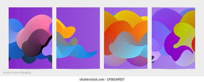 Forma ondulada del fluido 3D. Luminoso fondo futurista nublado. El gradiente vibrante fluye en ondas de sonido de música abstractas. Textura líquida dinámica. Plantilla vectorial creativa para diseño de volante de moda.