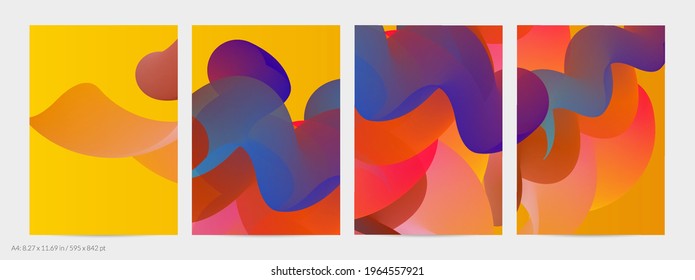 3D fluid wavy shape. Bright cloudy futuristic background. Vibrant gradient flow in abstract music sound waves. Dynamic liquid texture. Creative vector template for trendy flyer design.