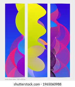 3D fluid wavy shape. Bright cloudy futuristic background. Vibrant gradient flow in abstract music sound waves. Dynamic liquid texture. Creative vector template for trendy banner design.