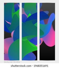 3D fluid wavy shape. Bright cloudy futuristic background. Vibrant gradient flow in abstract music sound waves. Dynamic liquid texture. Creative vector template for trendy banner design.