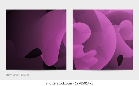 3D fluid wavy shape. Bright cloudy futuristic background. Vibrant gradient flow in abstract music sound waves. Dynamic liquid texture. Creative vector template for trendy post design.