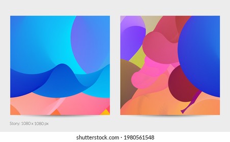 3D fluid wavy shape. Bright cloudy futuristic background. Vibrant gradient flow in abstract music sound waves. Dynamic liquid texture. Creative vector template for trendy post design.