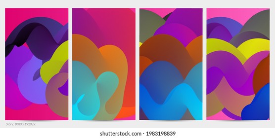 3D fluid wavy shape. Bright cloudy futuristic background. Vibrant gradient flow in abstract music sound waves. Dynamic liquid texture. Creative vector template for trendy post design.