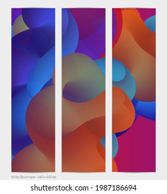 Forma ondulada del fluido 3D. Luminoso fondo futurista nublado. El gradiente vibrante fluye en ondas de sonido de música abstractas. Textura líquida dinámica. Plantilla vectorial creativa para diseño de banners de moda.