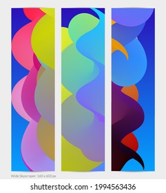 3D fluid wavy shape. Bright cloudy futuristic background. Vibrant gradient flow in abstract music sound waves. Dynamic liquid texture. Creative vector template for trendy banner design.
