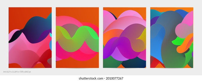 3D fluid wavy shape. Bright cloudy futuristic background. Vibrant gradient flow in abstract music sound waves. Dynamic liquid texture. Creative vector template for trendy flyer design.