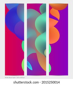 Forma ondulada del fluido 3D. Luminoso fondo futurista nublado. El gradiente vibrante fluye en ondas de sonido de música abstractas. Textura líquida dinámica. Plantilla vectorial creativa para diseño de banners de moda.