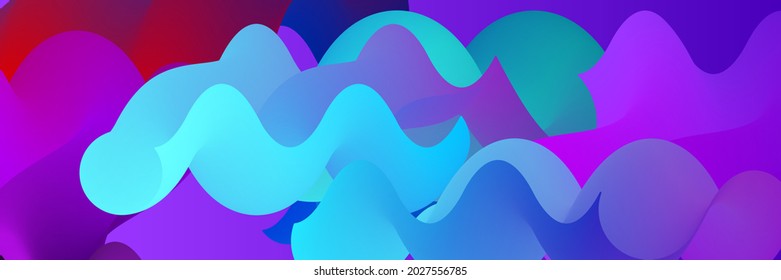 3D fluid wavy shape. Bright cloudy futuristic background. Vibrant gradient flow in abstract music sound waves. Dynamic liquid texture. Creative vector template for trendy cover design.