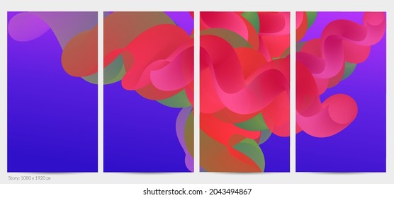 Forma ondulada del fluido 3D. Luminoso fondo futurista nublado. El gradiente vibrante fluye en ondas de sonido de música abstractas. Textura líquida dinámica. Plantilla vectorial creativa para diseño de post de moda.