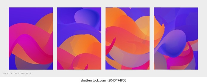 3D fluid wavy shape. Bright cloudy futuristic background. Vibrant gradient flow in abstract music sound waves. Dynamic liquid texture. Creative vector template for trendy flyer design.
