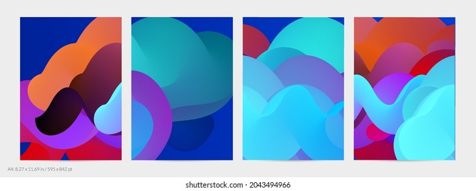 3D fluid wavy shape. Bright cloudy futuristic background. Vibrant gradient flow in abstract music sound waves. Dynamic liquid texture. Creative vector template for trendy flyer design.