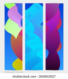 Forma ondulada del fluido 3D. Luminoso fondo futurista nublado. El gradiente vibrante fluye en ondas de sonido de música abstractas. Textura líquida dinámica. Plantilla vectorial creativa para diseño de banners de moda.