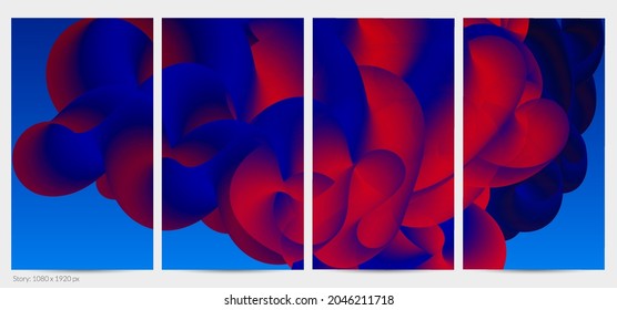 3D fluid wavy shape. Bright cloudy futuristic background. Vibrant gradient flow in abstract music sound waves. Dynamic liquid texture. Creative vector template for trendy post design.