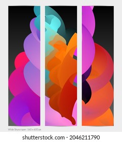 3D fluid wavy shape. Bright cloudy futuristic background. Vibrant gradient flow in abstract music sound waves. Dynamic liquid texture. Creative vector template for trendy banner design.