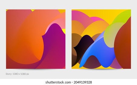 3D fluid wavy shape. Bright cloudy futuristic background. Vibrant gradient flow in abstract music sound waves. Dynamic liquid texture. Creative vector template for trendy post design.