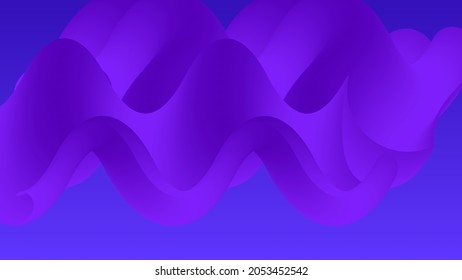 3D fluid wavy shape. Bright cloudy futuristic background. Vibrant gradient flow in abstract music sound waves. Dynamic liquid texture. Creative vector template for trendy cover design.