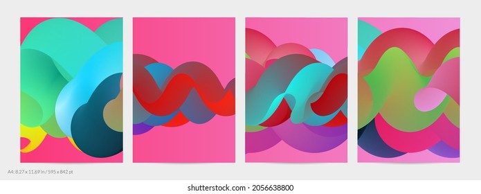 3D fluid wavy shape. Bright cloudy futuristic background. Vibrant gradient flow in abstract music sound waves. Dynamic liquid texture. Creative vector template for trendy flyer design.