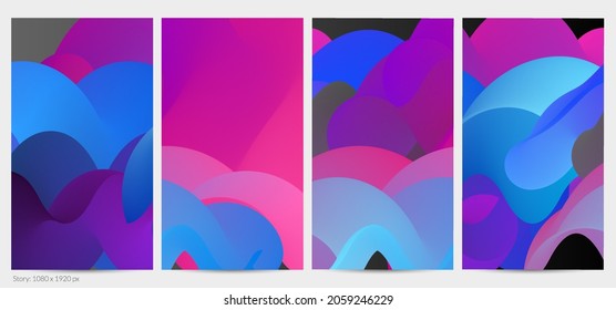 3D fluid wavy shape. Bright cloudy futuristic background. Vibrant gradient flow in abstract music sound waves. Dynamic liquid texture. Creative vector template for trendy post design.