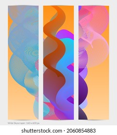 Forma ondulada del fluido 3D. Luminoso fondo futurista nublado. El gradiente vibrante fluye en ondas de sonido de música abstractas. Textura líquida dinámica. Plantilla vectorial creativa para diseño de banners de moda.