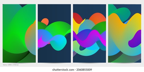 Forma ondulada del fluido 3D. Luminoso fondo futurista nublado. El gradiente vibrante fluye en ondas de sonido de música abstractas. Textura líquida dinámica. Plantilla vectorial creativa para diseño de post de moda.
