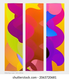 Forma ondulada del fluido 3D. Luminoso fondo futurista nublado. El gradiente vibrante fluye en ondas de sonido de música abstractas. Textura líquida dinámica. Plantilla vectorial creativa para diseño de banners de moda.