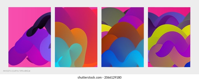3D fluid wavy shape. Bright cloudy futuristic background. Vibrant gradient flow in abstract music sound waves. Dynamic liquid texture. Creative vector template for trendy flyer design.