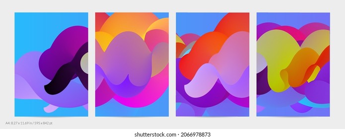 3D fluid wavy shape. Bright cloudy futuristic background. Vibrant gradient flow in abstract music sound waves. Dynamic liquid texture. Creative vector template for trendy flyer design.