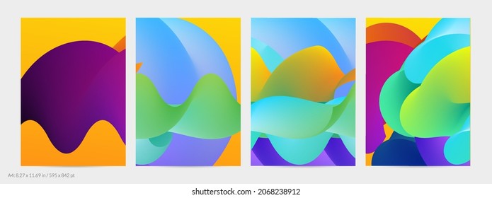 3D fluid wavy shape. Bright cloudy futuristic background. Vibrant gradient flow in abstract music sound waves. Dynamic liquid texture. Creative vector template for trendy flyer design.